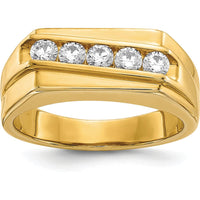 14K Yellow Gold 5-Stone Men's Ring with Round Diamonds - 0.106 Carat Total Diamond Weight by IBGoodman