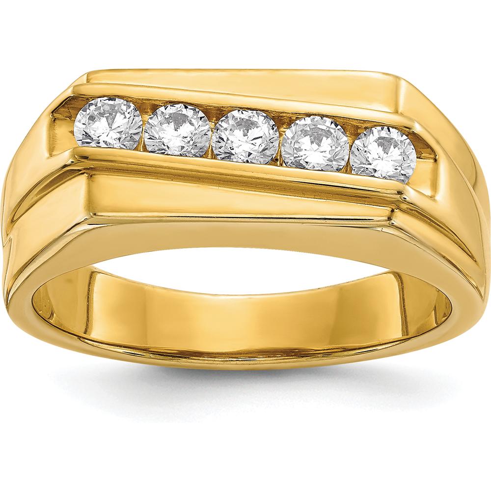 14K Yellow Gold 5-Stone Men's Ring with Round Diamonds - 0.106 Carat Total Diamond Weight by IBGoodman
