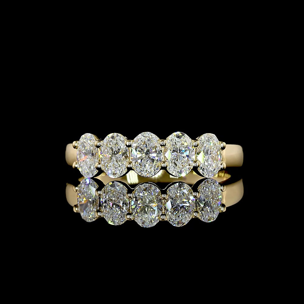 14K Yellow Gold 5-Stone Oval Cut Lab Diamond Eternity Band - 1.03 Carat Total Weight, E-F Color, VS1 Clarity - Covaloro Fine Jewelry