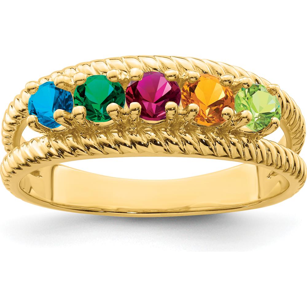 14K Yellow Gold 5-Stone Polished Mother's Ring Mounting by Monteluci Fine Jewelry