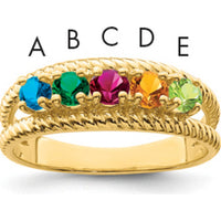 14K Yellow Gold 5-Stone Polished Mother's Ring Mounting by Monteluci Fine Jewelry