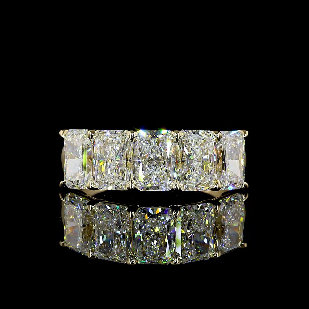 14K Yellow Gold 5-Stone Radiant Cut Lab Diamond Eternity Band - E-F Color VS2 Clarity, 4.06 Carat Total Weight - Covaloro Fine Jewelry