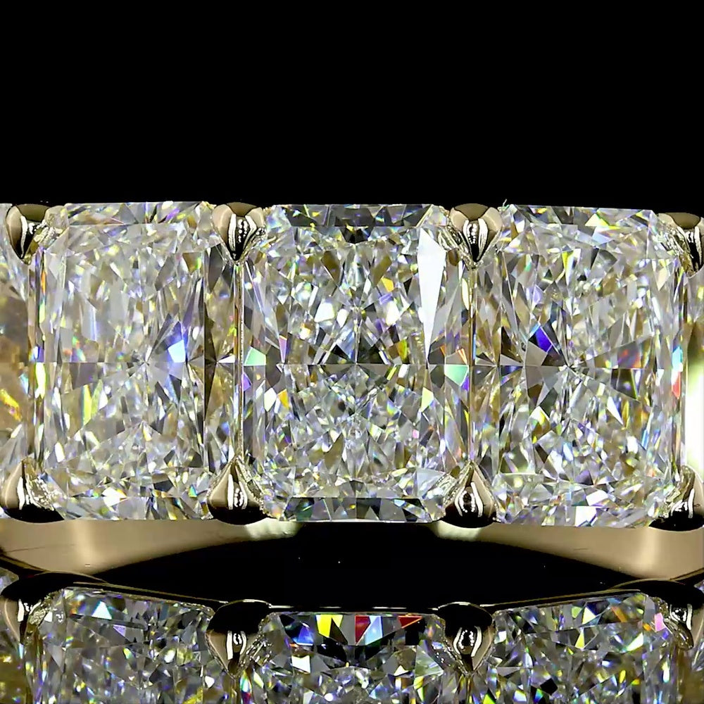 14K Yellow Gold 5-Stone Radiant Cut Lab Diamond Eternity Band - E-F Color VS2 Clarity, 4.06 Carat Total Weight - Covaloro Fine Jewelry