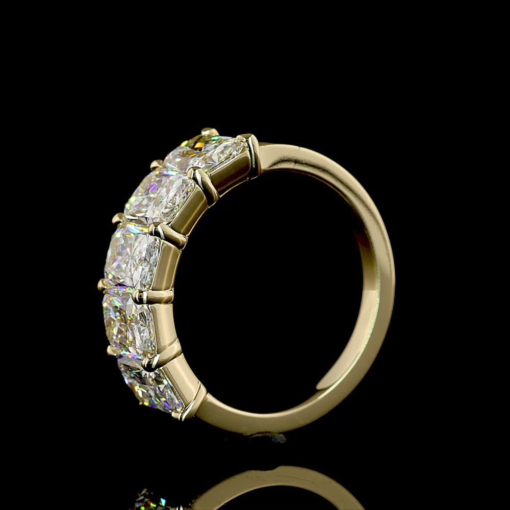 14K Yellow Gold 5-Stone Radiant Cut Lab Diamond Eternity Band - E-F Color VS2 Clarity, 4.06 Carat Total Weight - Covaloro Fine Jewelry