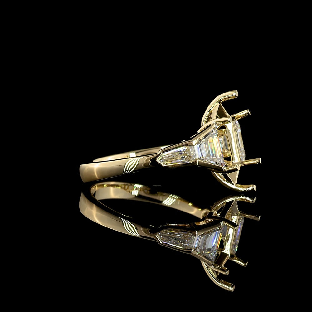 14K Yellow Gold 5-Stone Ring with 2.67 Carat Step Marquise Lab Diamond, Trapezoid and Baguette Cut Lab Diamonds - 4.07 Total Carat Weight - Covaloro Fine Jewelry