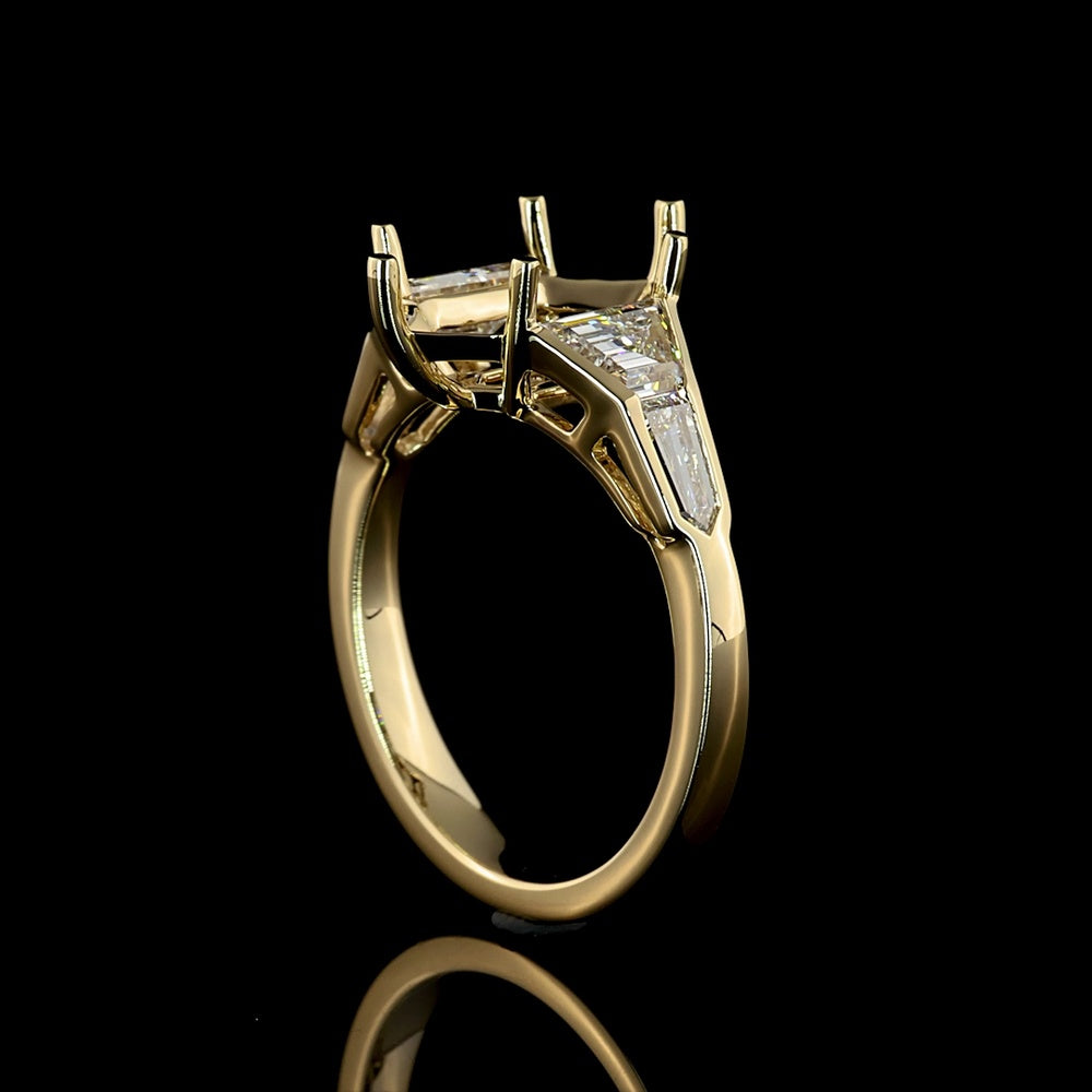 14K Yellow Gold 5-Stone Ring with 2.67 Carat Step Marquise Lab Diamond, Trapezoid and Baguette Cut Lab Diamonds - 4.07 Total Carat Weight - Covaloro Fine Jewelry