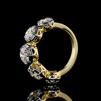 14K Yellow Gold 5-Stone Ring with Black Rhodium Prong & Bezel Set Round Lab Diamonds - 3.99 Carats Total Diamond Weight - Covaloro Fine Jewelry