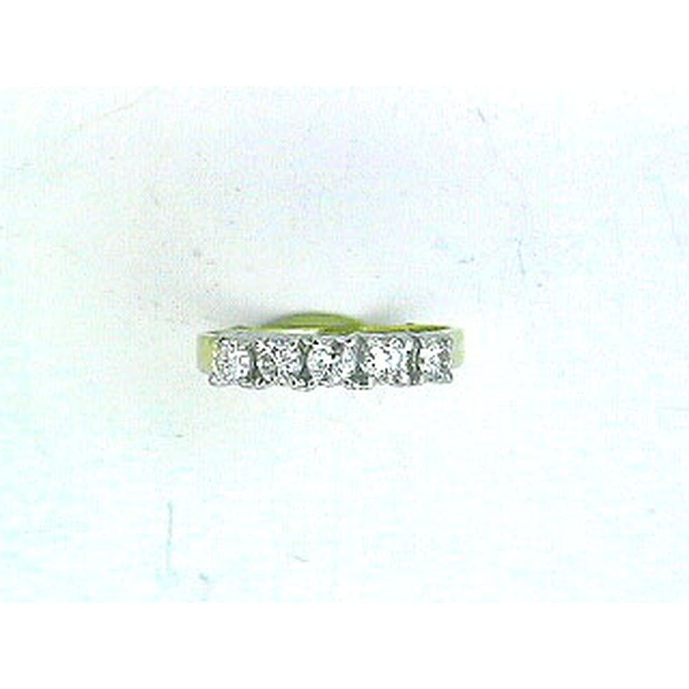 14K Yellow Gold 5-Stone Wedding Band with Shared-Prong Set Round Brilliant Diamonds - 0.60 Carat Total Diamond Weight - Royal Jewelry