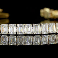 14K Yellow Gold 50-Stone Tennis Bracelet with Emerald Cut Lab Diamonds - E-F Color VS Clarity - 11.85 Carat Total Diamond Weight - Covaloro Fine Jewelry