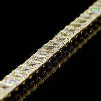 14K Yellow Gold 50-Stone Tennis Bracelet with Emerald Cut Lab Diamonds - E-F Color VS Clarity - 11.85 Carat Total Diamond Weight - Covaloro Fine Jewelry