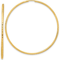 14K Yellow Gold 50mm Diamond-Cut Endless Hoop Earrings - Polished Finish by 0
