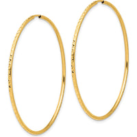 14K Yellow Gold 50mm Diamond-Cut Endless Hoop Earrings - Polished Finish by 0