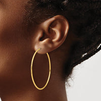 14K Yellow Gold 50mm Diamond-Cut Endless Hoop Earrings - Polished Finish by 0