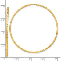 14K Yellow Gold 50mm Diamond-Cut Endless Hoop Earrings - Polished Finish by 0