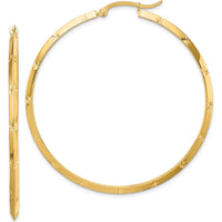 14K Yellow Gold 50mm Diamond-Cut Polished Large Hoop Earrings by 0