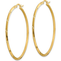14K Yellow Gold 50mm Diamond-Cut Polished Large Hoop Earrings by 0