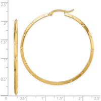 14K Yellow Gold 50mm Diamond-Cut Polished Large Hoop Earrings by 0