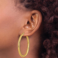 14K Yellow Gold 50mm Diamond-Cut Round Hoop Earrings by 0