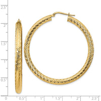14K Yellow Gold 50mm Diamond-Cut Round Hoop Earrings by 0