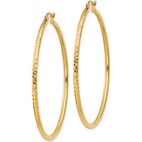 14K Yellow Gold 50mm Diamond-Cut Round Tube Hoop Earrings by 0