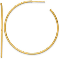 14K Yellow Gold 50mm Polished C-Hoop Post Earrings by 0