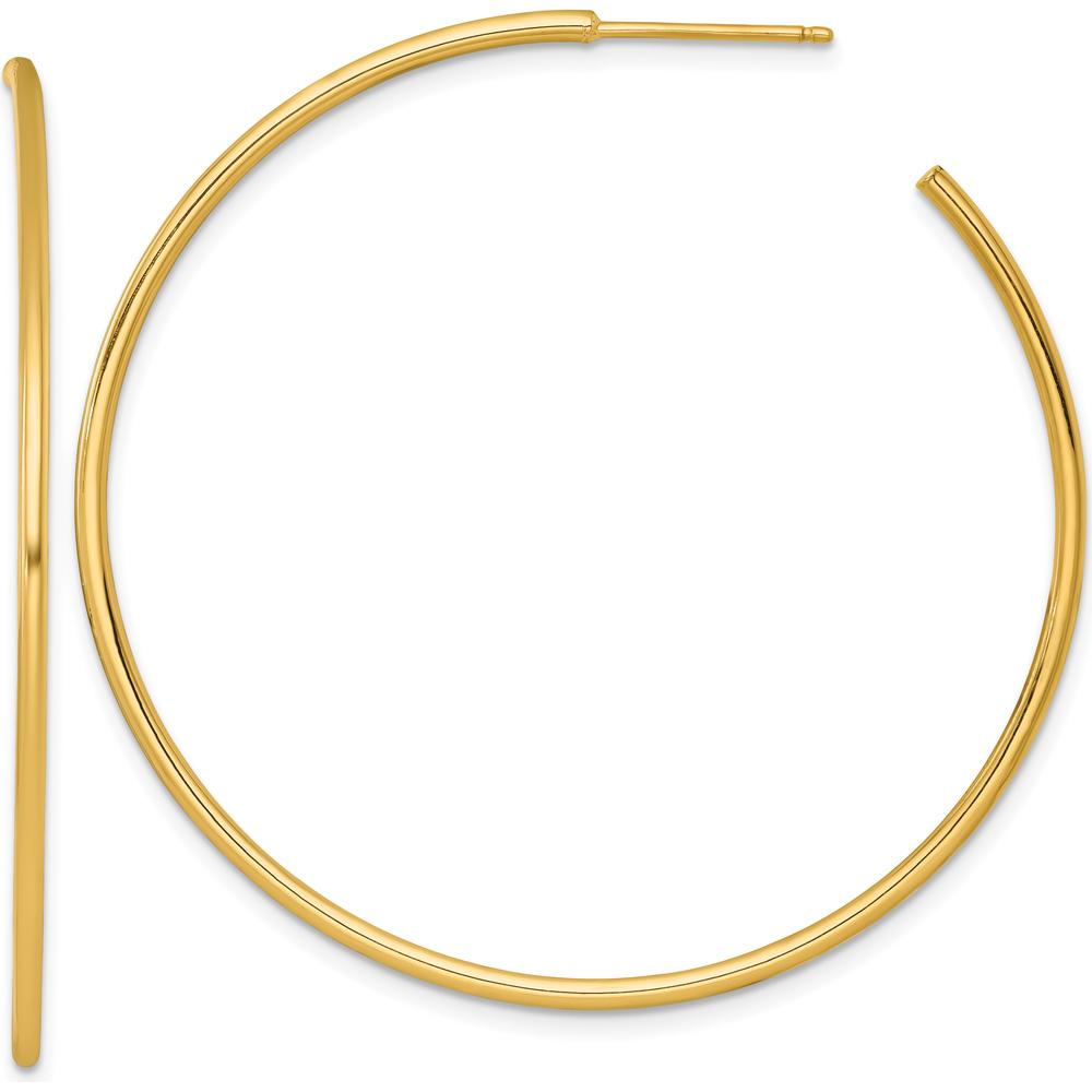 14K Yellow Gold 50mm Polished C-Hoop Post Earrings by 0