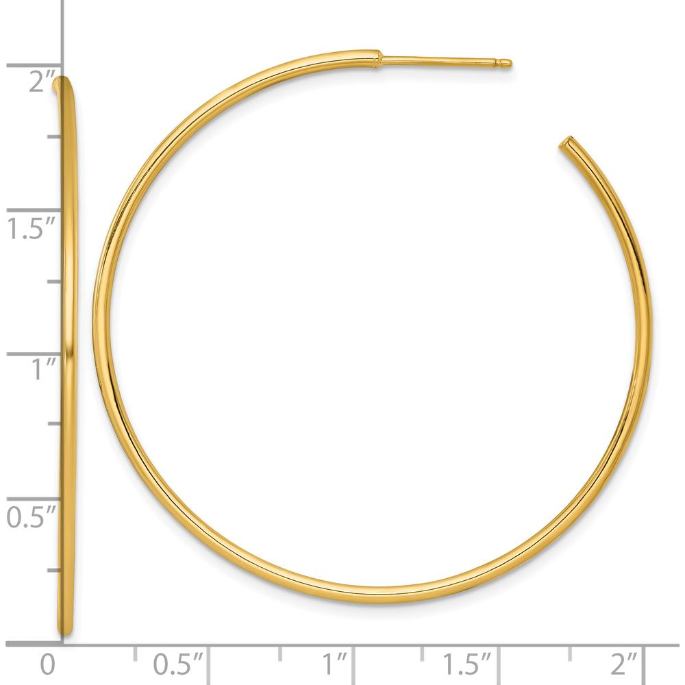 14K Yellow Gold 50mm Polished C-Hoop Post Earrings by 0