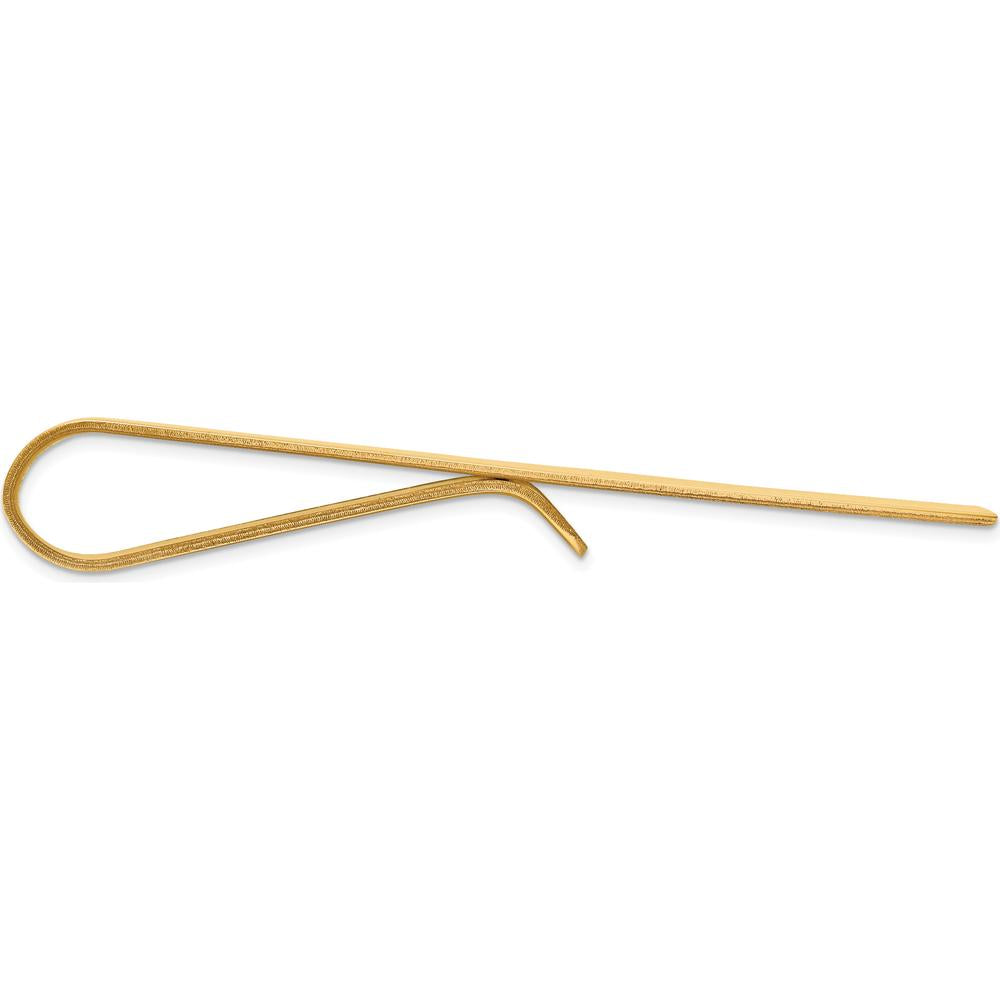 14K Yellow Gold 50mm Polished Grooved Tie Bar - Solid Gold Men's Accessory by Oro Pregiato