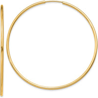 14K Yellow Gold 50mm Polished Round Endless Hoop Earrings - 1.5mm Thickness by Oro Pregiato