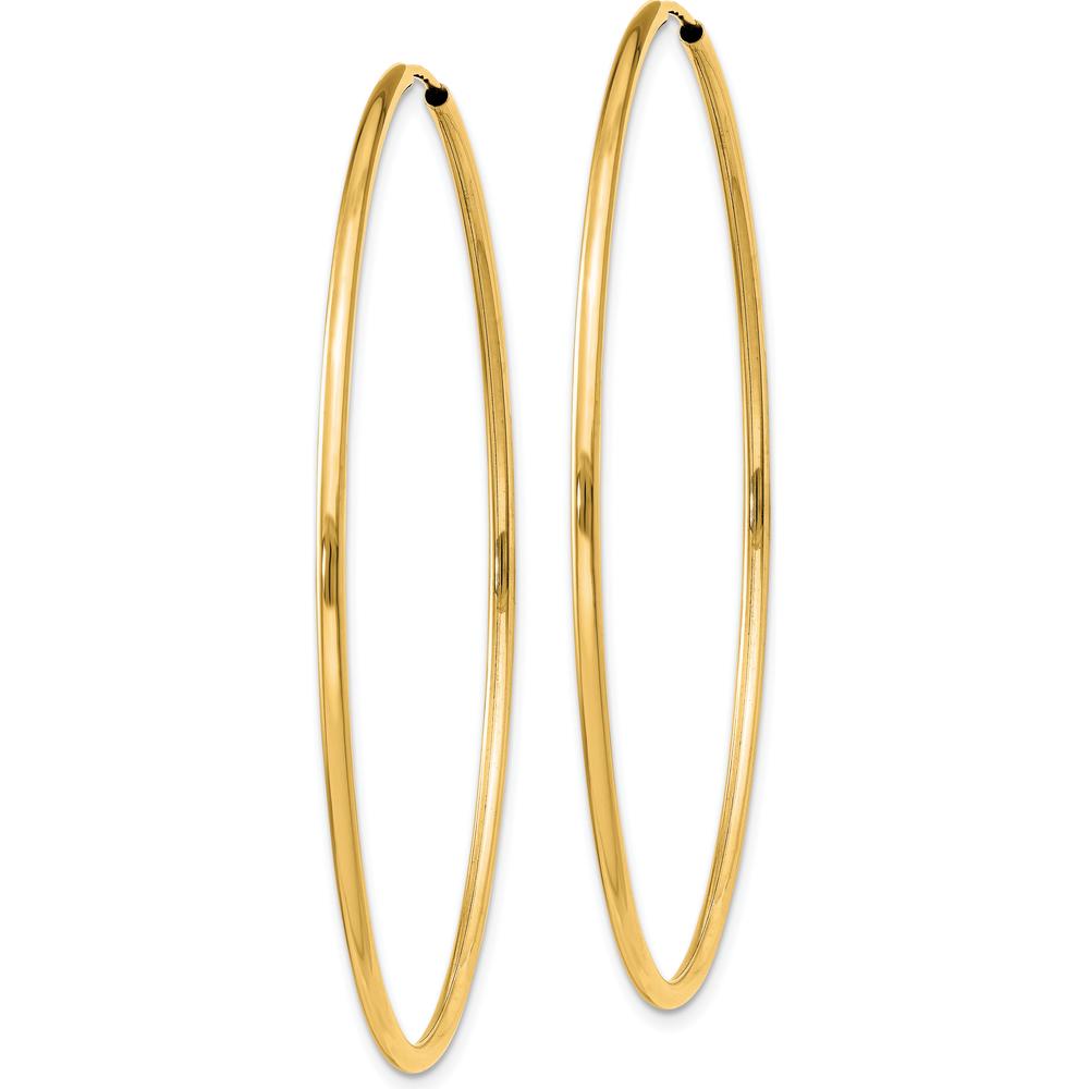 14K Yellow Gold 50mm Polished Round Endless Hoop Earrings - 1.5mm Thickness by Oro Pregiato