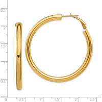 14K Yellow Gold 50mm Polished Round Omega Back Hoop Earrings - 4mm Width by Oro Pregiato