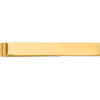 14K Yellow Gold 50mm Polished Solid Tie Bar with Engravable Surface by Oro Pregiato