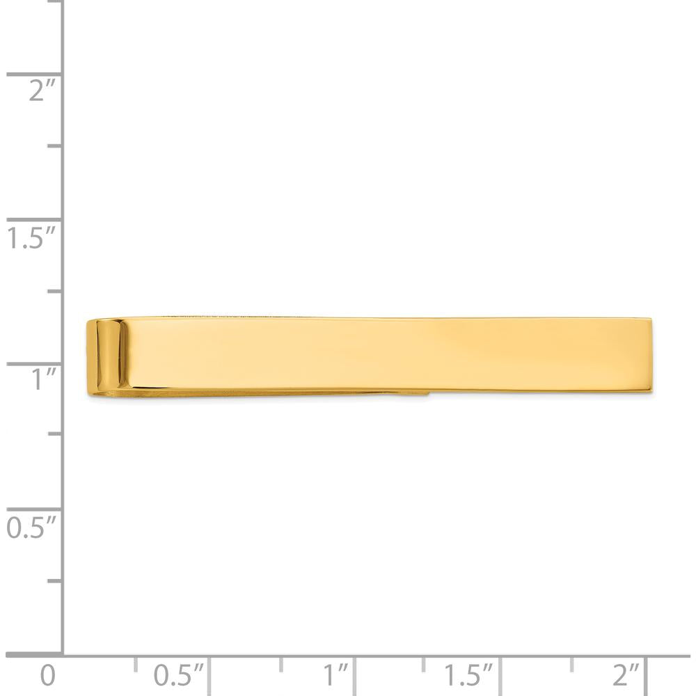 14K Yellow Gold 50mm Polished Solid Tie Bar with Engravable Surface by Oro Pregiato