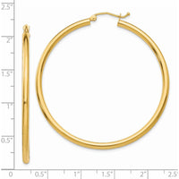 14K Yellow Gold 50mm Polished Tube Hoop Earrings - Classic and Elegant Design by 0