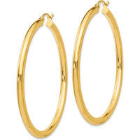 14K Yellow Gold 50mm Polished Tube Hoop Earrings - Lightweight Design by 0