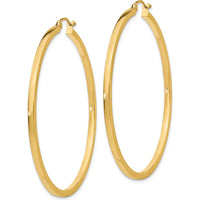 14K Yellow Gold 50mm Square Tube Hoop Earrings - Polished Finish by 0