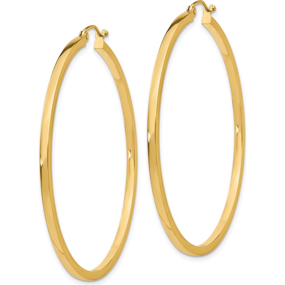 14K Yellow Gold 50mm Square Tube Hoop Earrings - Polished Finish by 0