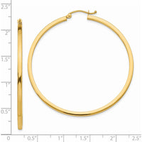 14K Yellow Gold 50mm Square Tube Hoop Earrings - Polished Finish by 0