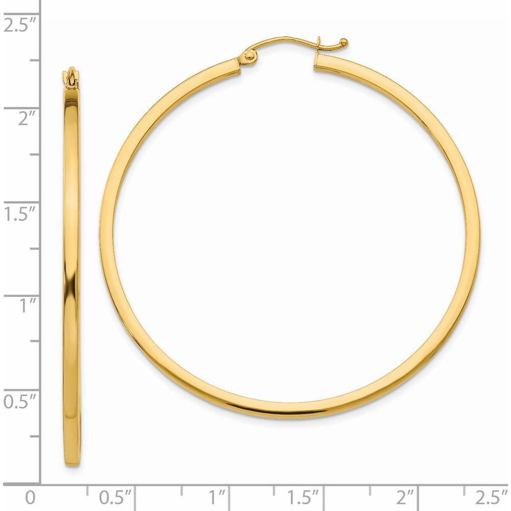 14K Yellow Gold 50mm Square Tube Hoop Earrings - Polished Finish by 0