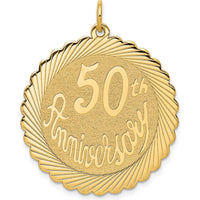 14K Yellow Gold 50th Anniversary Engravable Disc Charm Pendant - 29mm by Oro Pregiato