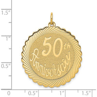 14K Yellow Gold 50th Anniversary Engravable Disc Charm Pendant - 29mm by Oro Pregiato