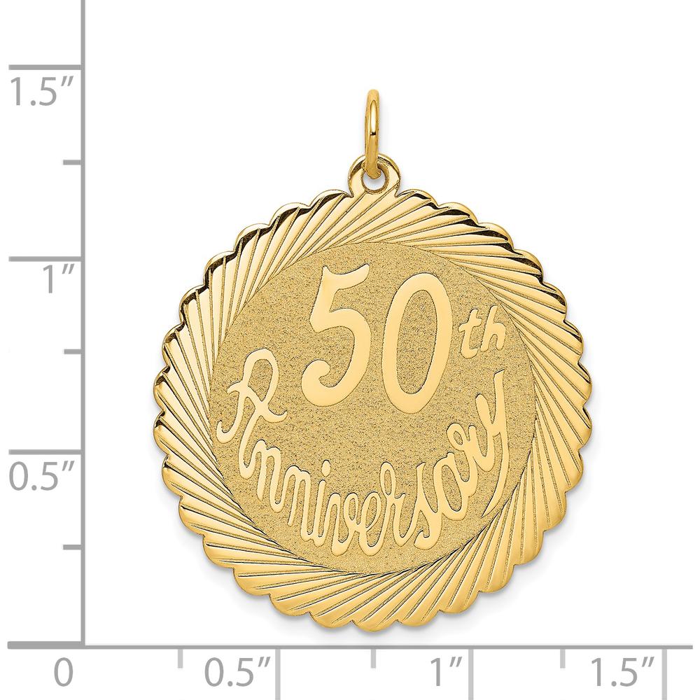 14K Yellow Gold 50th Anniversary Engravable Disc Charm Pendant - 29mm by Oro Pregiato