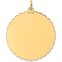 14K Yellow Gold 50th Anniversary Engravable Disc Charm Pendant - 29mm by Oro Pregiato