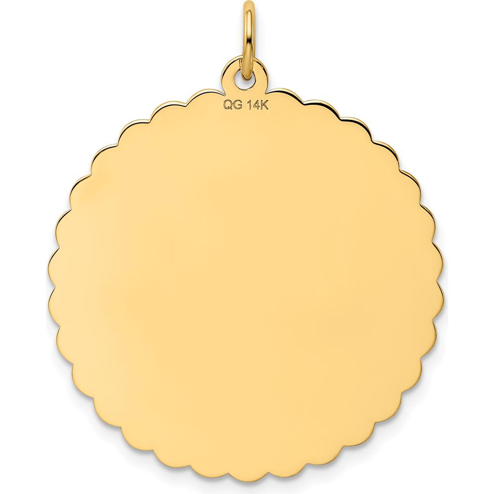 14K Yellow Gold 50th Anniversary Engravable Disc Charm Pendant - 29mm by Oro Pregiato