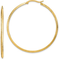 14K Yellow Gold 52 mm Polished Diamond-Cut Large Hoop Earrings by 0