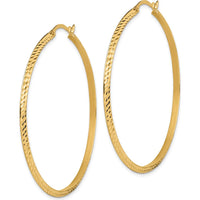 14K Yellow Gold 52 mm Polished Diamond-Cut Large Hoop Earrings by 0