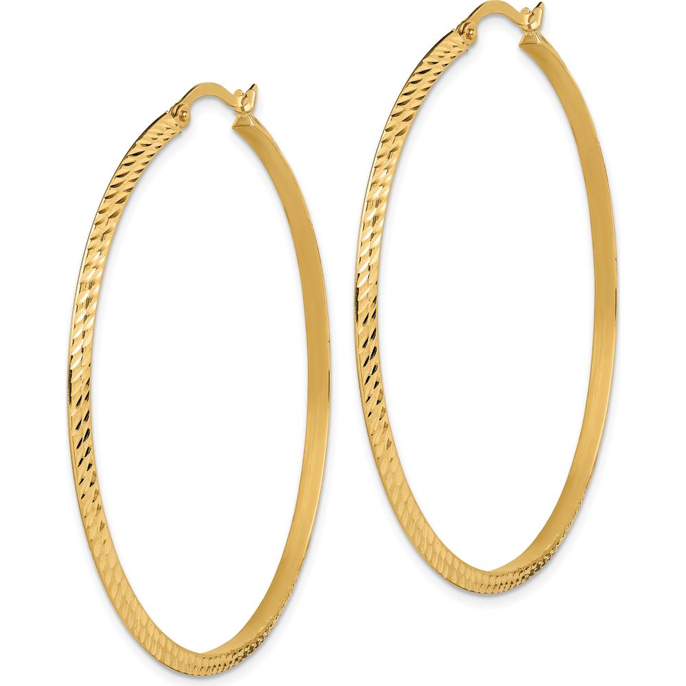 14K Yellow Gold 52 mm Polished Diamond-Cut Large Hoop Earrings by 0