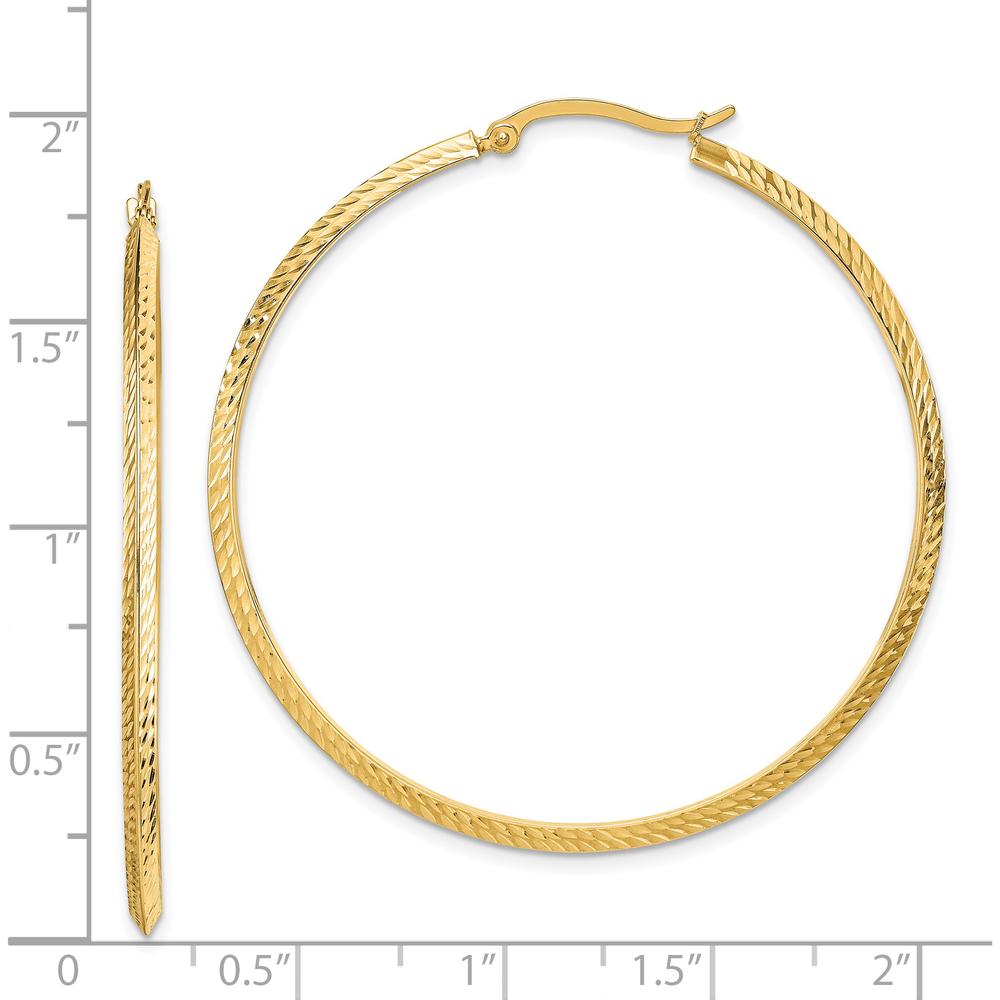 14K Yellow Gold 52 mm Polished Diamond-Cut Large Hoop Earrings by 0