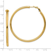 14K Yellow Gold 52mm Polished Round Hoop Earrings with Omega Clip Back Closure by Oro Pregiato