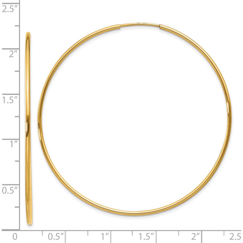 14K Yellow Gold 54mm Endless Hoop Earrings - Polished Finish by Oro Pregiato